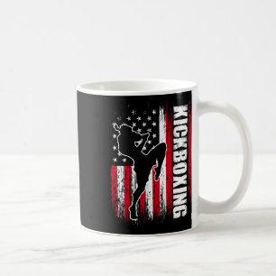 Us American Flag Kickboxing Fighter Kickboxer Mart Coffee Mug
