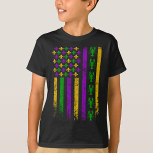 Us American Flag Mardi Gras Crawfish Vintage  T-Shirt