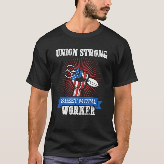 Us American Flag Of A Patriotic Sheet Metal Worker T-Shirt (Front)