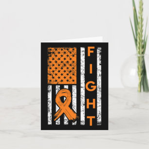 Us American Flag Orange Ribbon Leukaemia Awareness Card