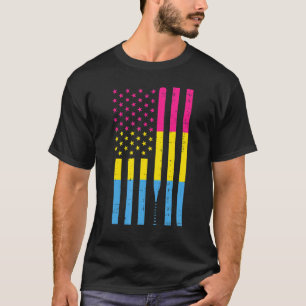 Us American Flag Pansexual Baseball Pan Pride Lgbt T-Shirt