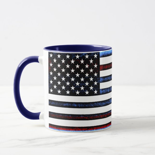US American Flag Patriotic Red White Blue Mug (Left)