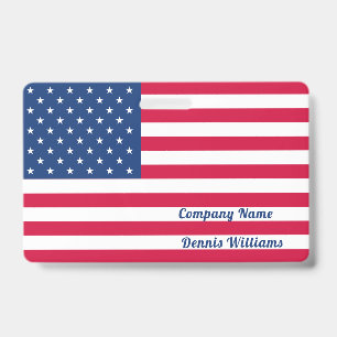 US / American Flag Personalised ID Badge