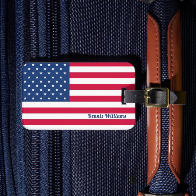 US / American Flag | Personalised Patriotic Luggage Tag (Front Insitu 4)