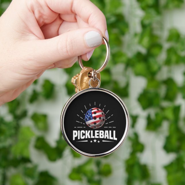 US American Flag Pickleball Player Key Ring (Hand)