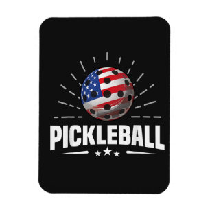 US American Flag Pickleball Player Magnet