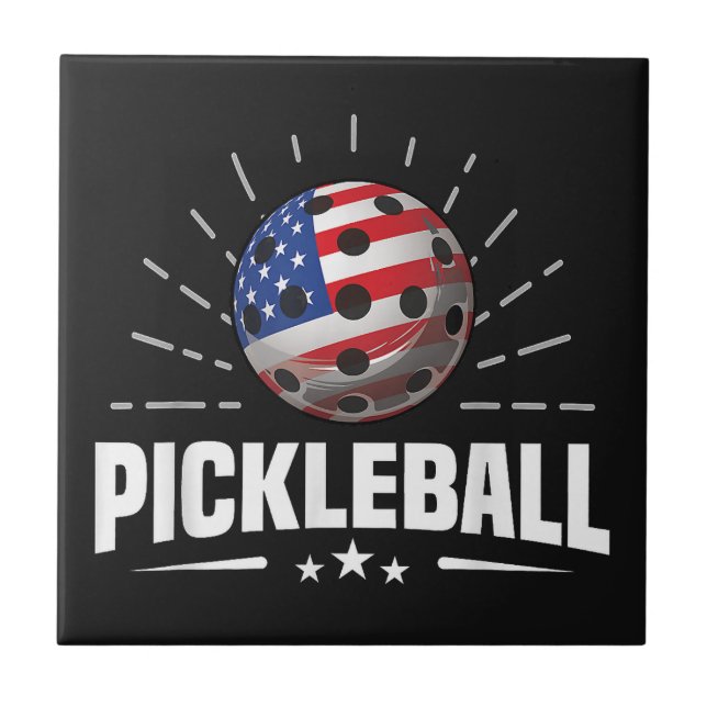 US American Flag Pickleball Player Tile (Front)