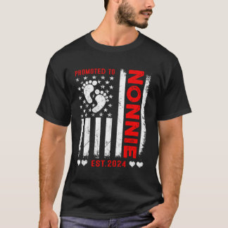 Us American Flag Promoted To Nonnie 2024 Mother'S  T-Shirt