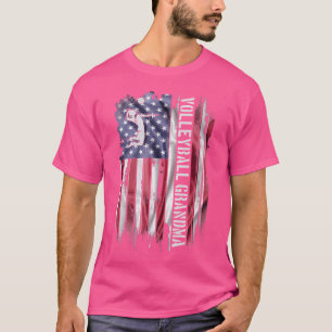 Us American Flag Proud Volleyball Grandma Silhouet T-Shirt