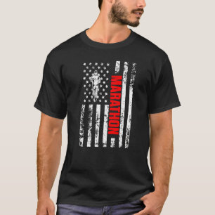 US American Flag Running Sports Patriotic Half Mar T-Shirt
