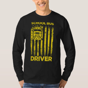 Us American Flag School Bus Driver Student Public T-Shirt