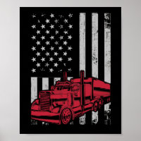 US American Flag Semi Truck Driver 18 Wheeler