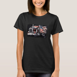 US American Flag Semi Truck Driver Trucker T-Shirt