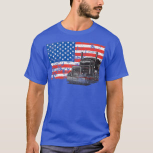US American Flag Semi Truck Wheeler Trucker  T-Shirt
