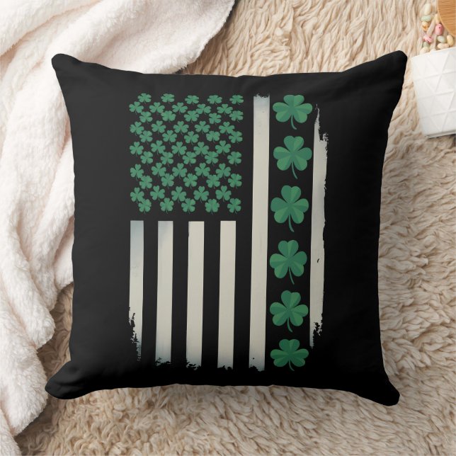 US American Flag Shamrocks St Patricks Day America Cushion (Blanket)