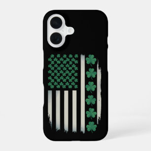 US American Flag Shamrocks St Patricks Day America iPhone 16 Case