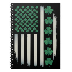 US American Flag Shamrocks St Patricks Day America Notebook
