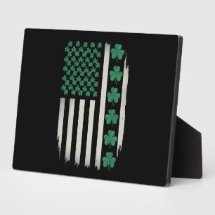 US American Flag Shamrocks St Patricks Day America Plaque