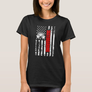 US American Flag Skateboard Sports Patriotic Skate T-Shirt