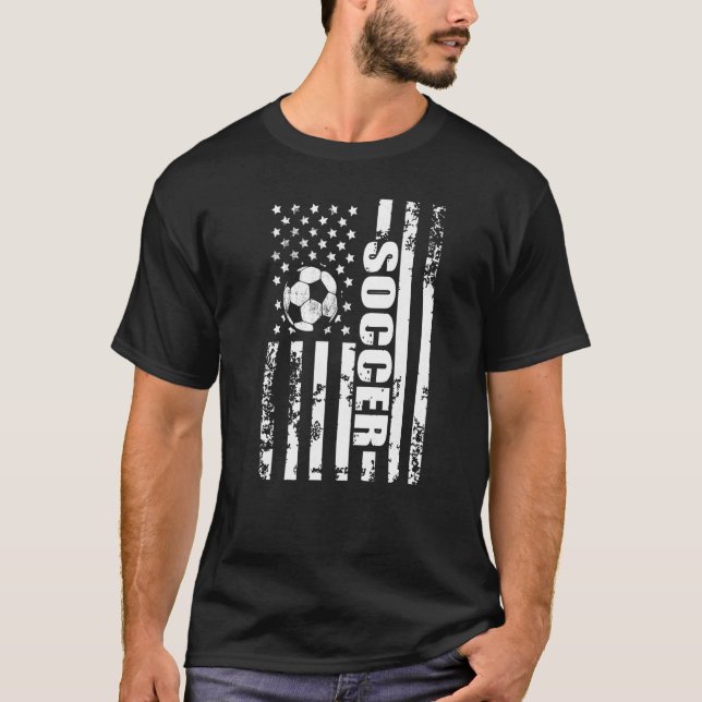 US American Flag Soccer Patriotic Soccer Premium T-Shirt (Front)