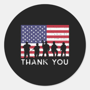US American Flag Soldiers Thank You Memorial Day P Classic Round Sticker