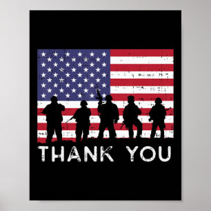 US American Flag Soldiers Thank You Memorial Day P Poster