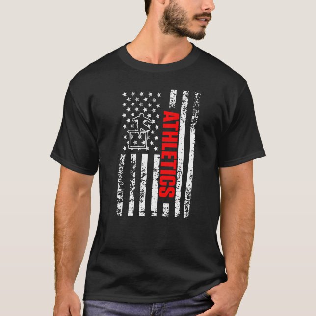 US American Flag Sports Patriotic Athletics Premiu T-Shirt (Front)