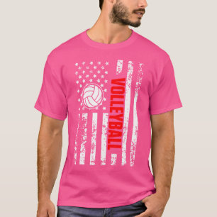 Us American Flag Sports Patriotic Beach Volleyball T-Shirt