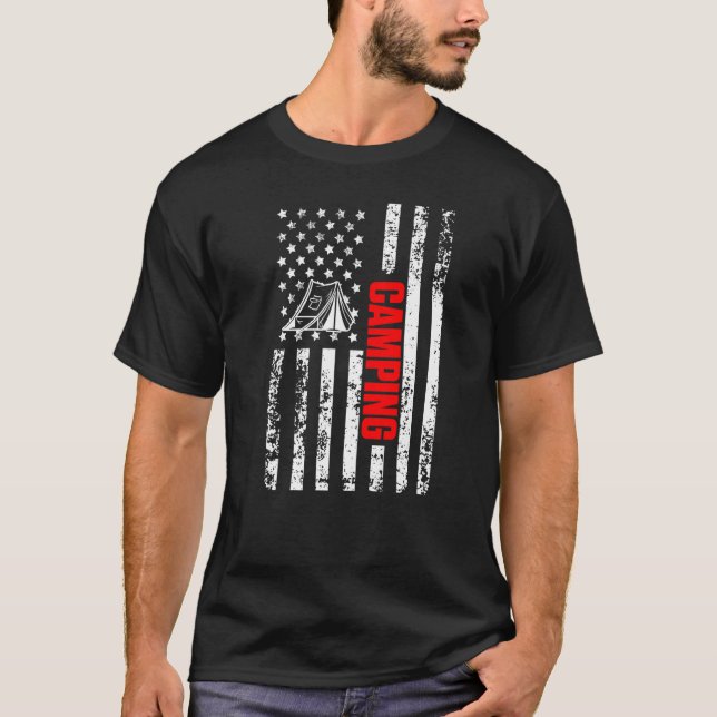 US American Flag Sports Patriotic Camping Premium T-Shirt (Front)