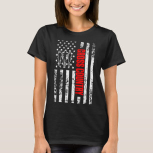 US American Flag Sports Patriotic Cross Country Ru T-Shirt