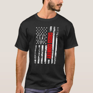 US American Flag Sports Patriotic Cross Country Ru T-Shirt