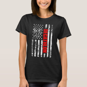 US American Flag Sports Patriotic Decathlon T-Shirt