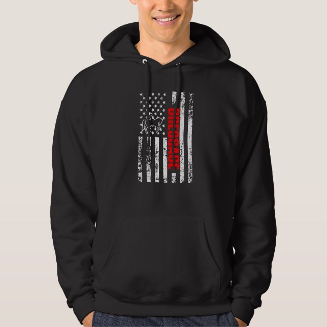 US American Flag Sports Patriotic Dressage Premium Hoodie (Front)