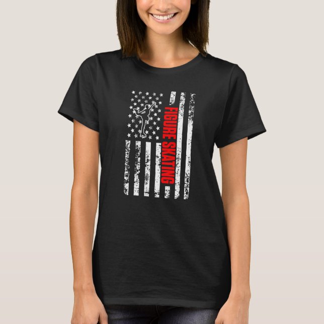 US American Flag Sports Patriotic Figure Skating P T-Shirt (Front)