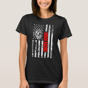 US American Flag Sports Patriotic Horse Racing T-Shirt