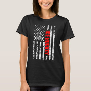 US American Flag Sports Patriotic Ice Hockey T-Shirt