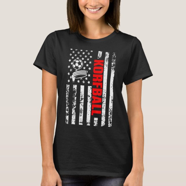 US American Flag Sports Patriotic Korfball T-Shirt (Front)