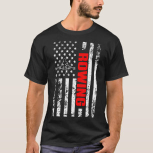 US American Flag Sports Patriotic Rowing T-Shirt