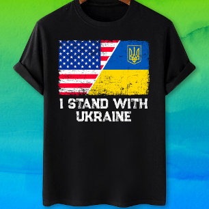 US American flag Ukraine Ukrainian I stand with T-Shirt