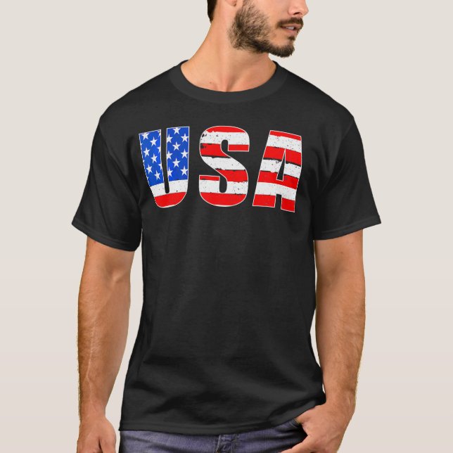 Us American Flag United States Of America Hallowee T-Shirt (Front)