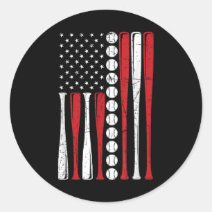 US American Flag Vintage Baseball Flag 4th Of July Classic Round Sticker