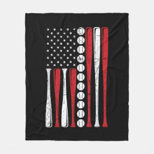 US American Flag Vintage Baseball Flag 4th Of July Fleece Blanket
