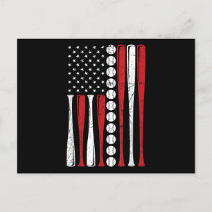 US American Flag Vintage Baseball Flag 4th Of July Holiday Postcard