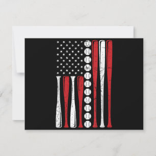 US American Flag Vintage Baseball Flag 4th Of July Invitation