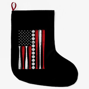 US American Flag Vintage Baseball Flag 4th Of July Large Christmas Stocking