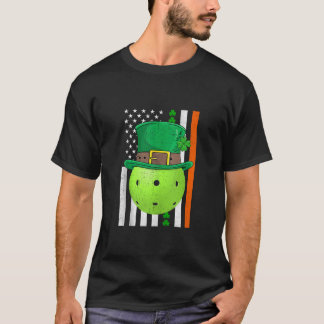 US American Flag Vintage Irish Pickleball St Patri T-Shirt