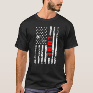 US American Flag Winter Sports Patriotic Luge Prem T-Shirt