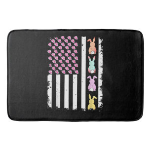 US American Flag with Bunny for Easter Day Bath Mat