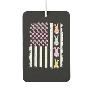 US American Flag with Bunny for Easter Day Car Air Freshener