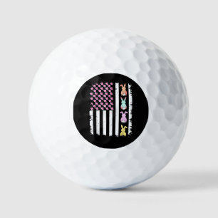 US American Flag with Bunny for Easter Day Golf Balls